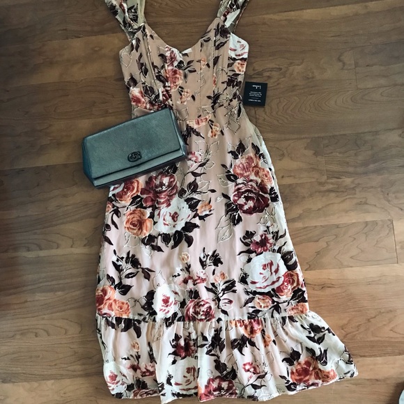 Lulus Composed Beauty Blush Pink Burnout Velvet Floral Midi Dress, NWT - Picture 15 of 16